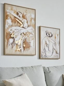 Leinwand-Druck-handbemalt, Graubeige