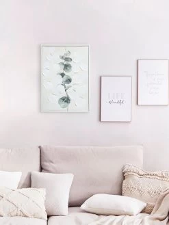 Leinwand-Druck-handbemalt, Hellgrün/Weiss