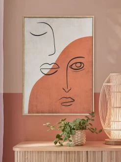 Leinwand-Druck-handbemalt, Beige/Braun