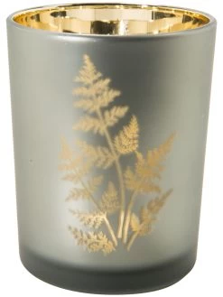 Teelichthalter, Dunkelgrün/Gold