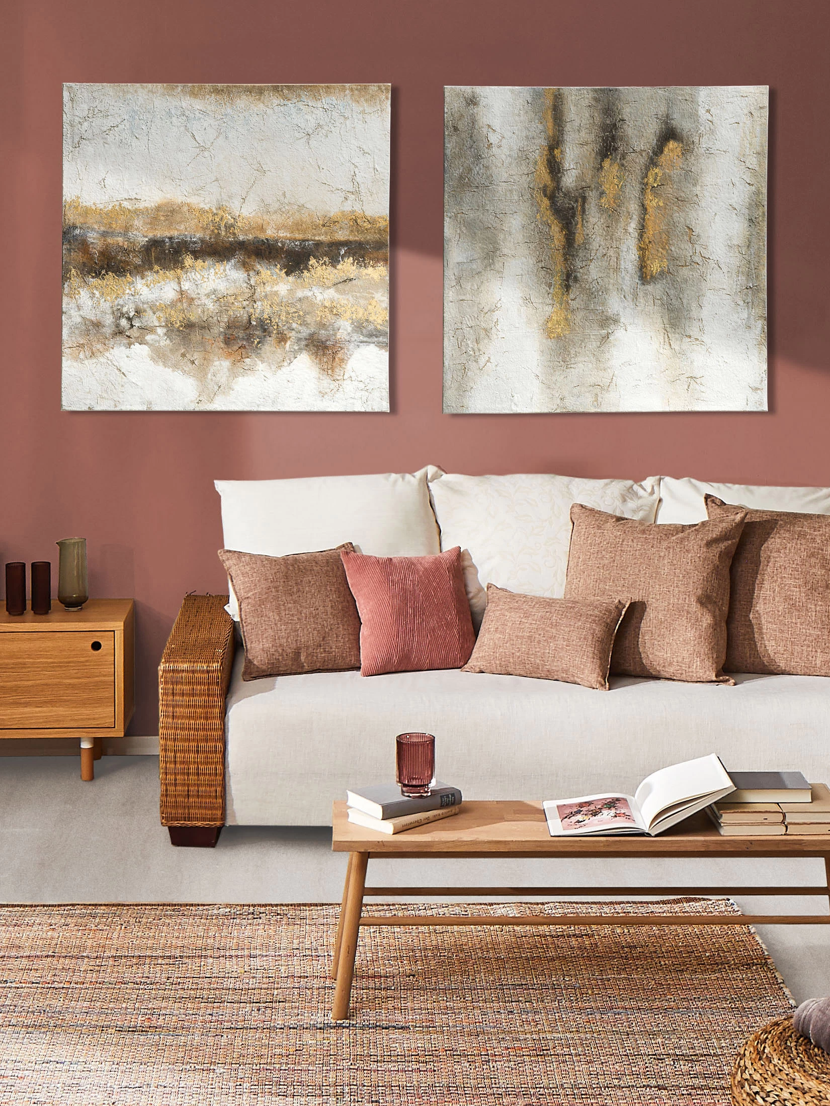 Leinwand-handgemalt, Beige