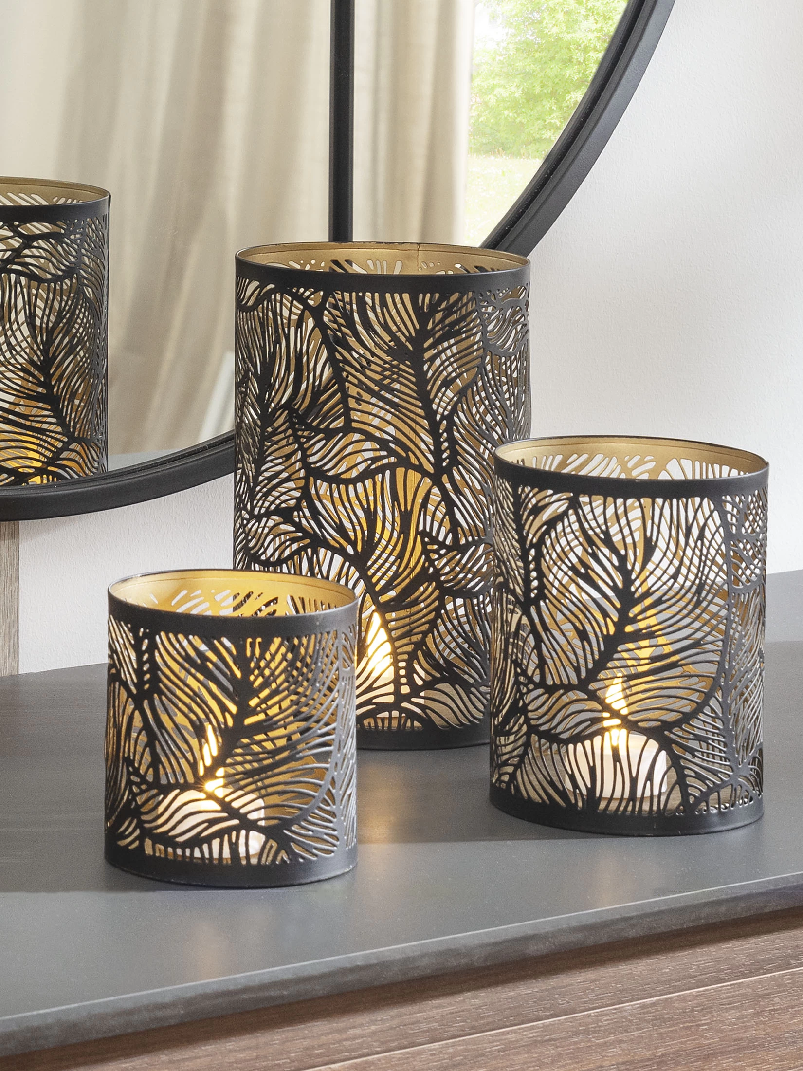 Windlicht, Black/Gold