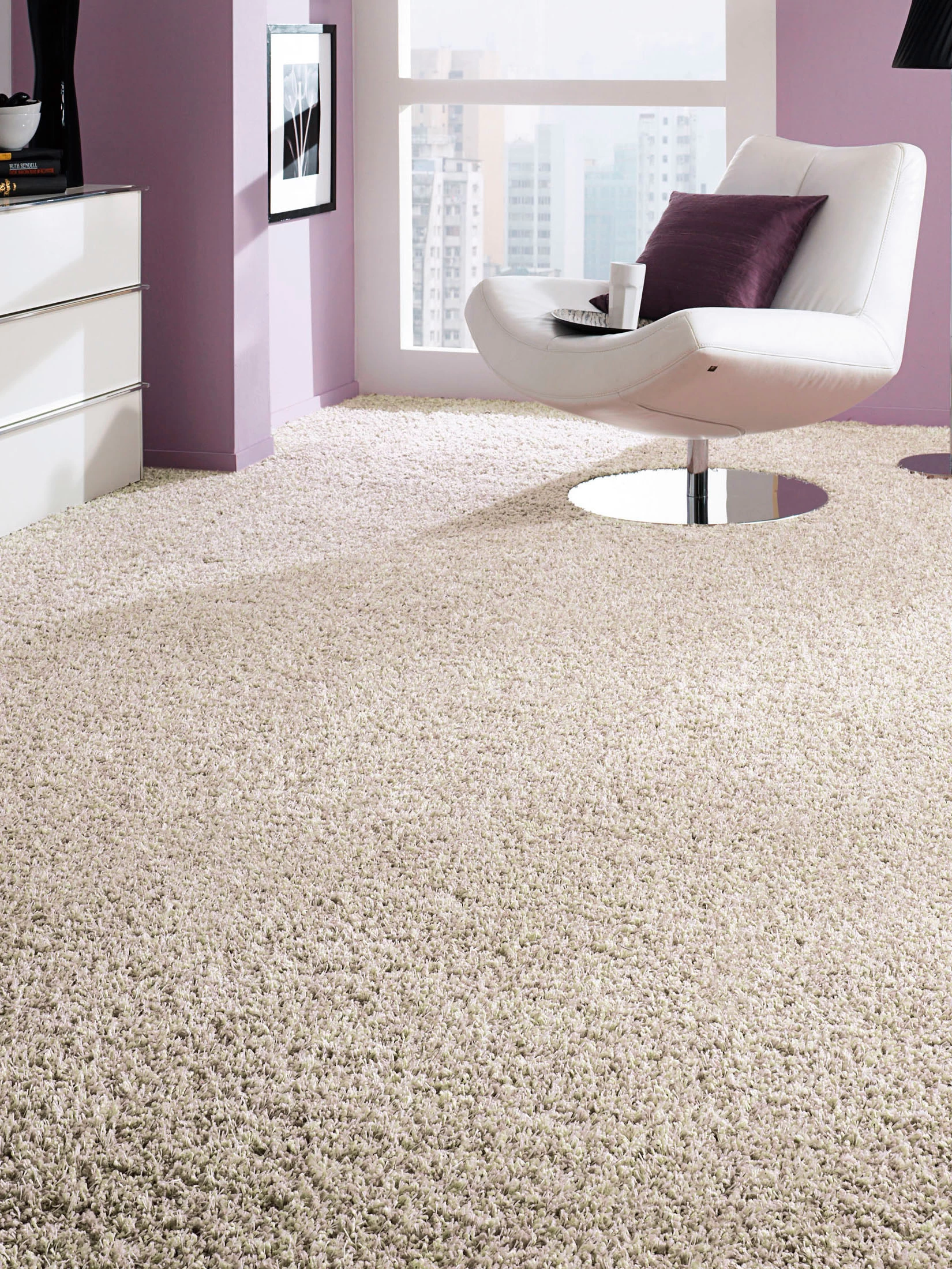 Langflor-Teppichboden, Creme