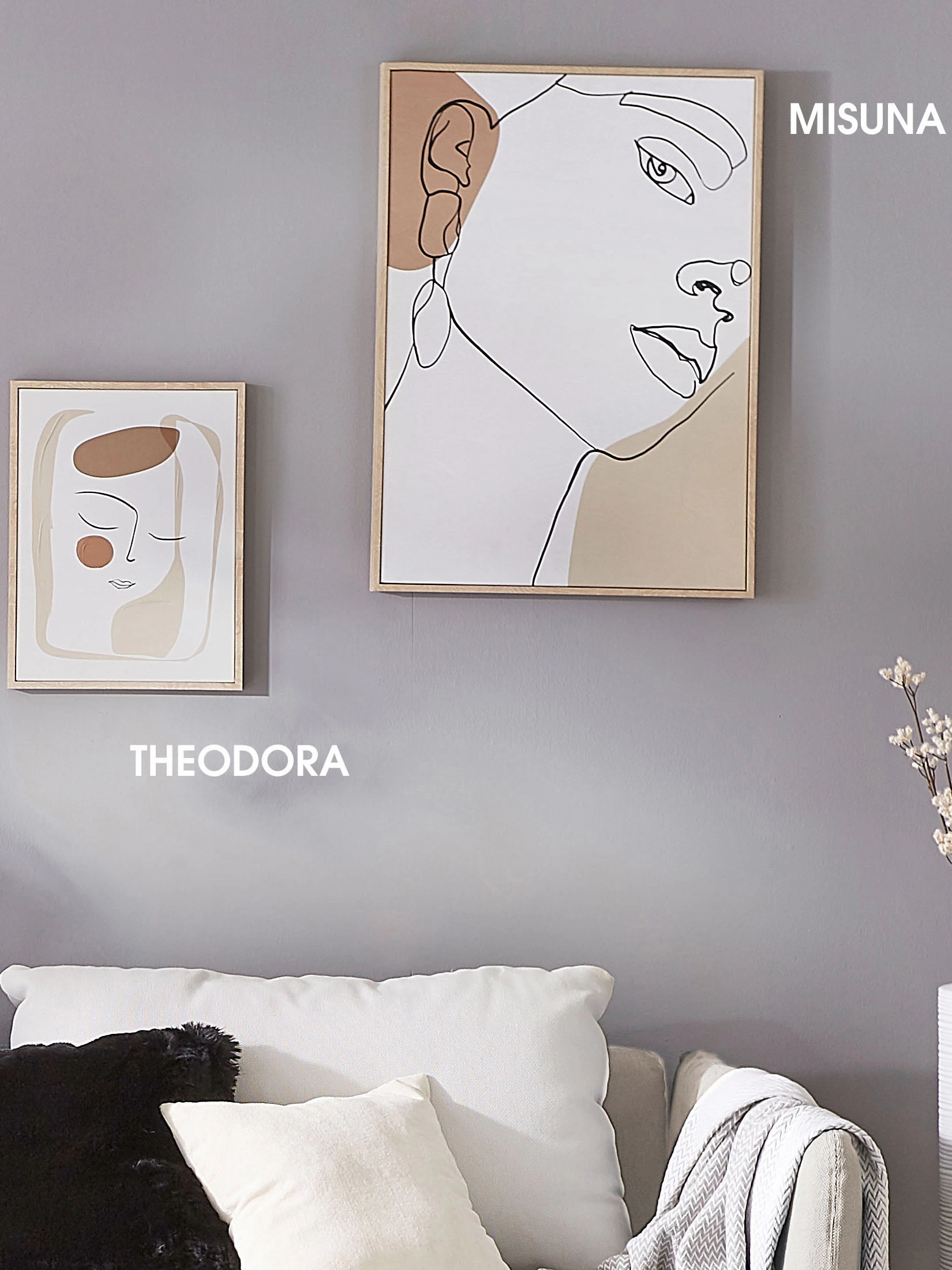 Leinwand-Druck-gerahmt, Weiss/Beige