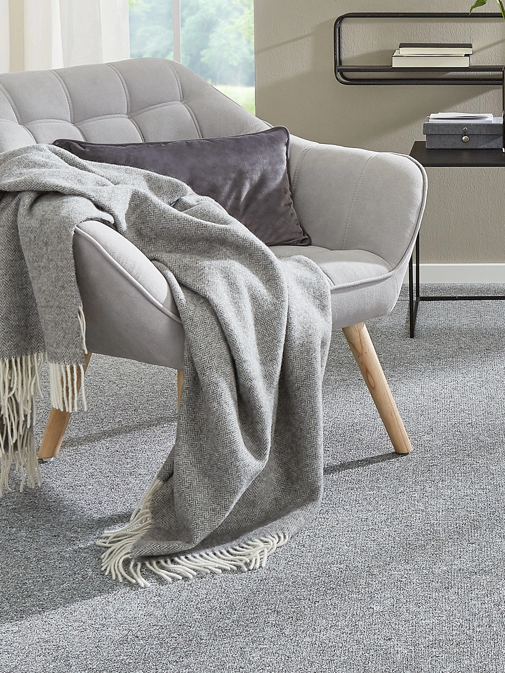 Wolldecke, Offwhite/Hellgrau